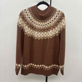 Land's End Women's 1X Brown Fair Isle Sweater