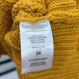 Rewind Women's 2X Mustard Yellow Cable Knit Sweater