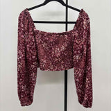altar'd state Women's XL maroon Floral Long Sleeve Shirt