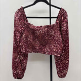 altar'd state Women's XL maroon Floral Long Sleeve Shirt