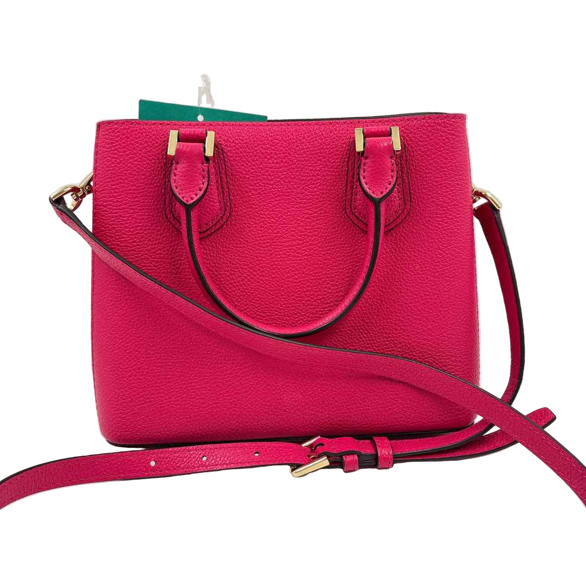 Back MICHAEL KORS Fuchsia Hot Pink Leather MEDIUM ADELE Handled Satchel Purse w/Opt Crossbody