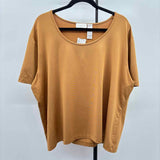 Elisabeth Women's Size 3X Brown Solid Short Sleeve Shirt