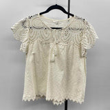 Jennifer & Grace Women's Size XL Ivory Eyelet Short Sleeve Shirt