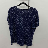 Adrianna Papell Women's Size XL Navy dotted Short Sleeve Shirt