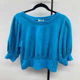 Umgee Women's Size L Turquoise Solid Long Sleeve Shirt