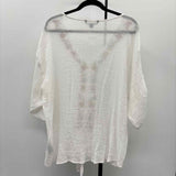 Zac & Rachel Women's Size 2X White Floral Short Sleeve Shirt