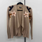 Aaeda Women's Size S Tan Floral Cardigan