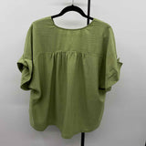 Max Studio Women's Size 1X Green Textured Short Sleeve Shirt