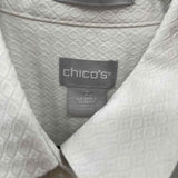 Chico's Women's Size L White Diamond Long Sleeve Shirt