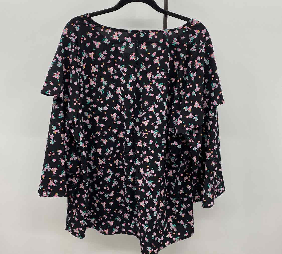 Lane Bryant Women's Size 1X Black Floral Long Sleeve Shirt