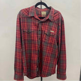 Lucky Brand Men's Size XL Red Plaid Long Sleeve Shirt