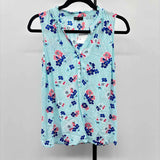 Talbots Women's Size XS Aqua Floral Sleeveless Shirt