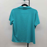 Lady Hagen Women's Size XL Turquoise Stripe Short Sleeve Shirt