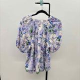 Ann Taylor Women's Size L Lavender Floral Short Sleeve Shirt