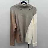 Max Studio Women's Size L Tan Color Block Sweater