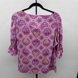 Ann Taylor Women's Size L Lavender Floral Short Sleeve Shirt
