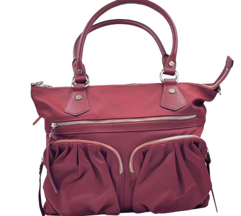 MZ WALLACE Maroon Nylon & Leather BABY JANE Handled Satchel