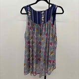 Umgee Women's Size S Blue Floral Sleeveless Shirt