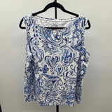 Talbots Women's Size 2X Blue Paisley Sleeveless Shirt