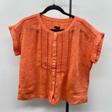 Talbots Women's Size MP Orange Textured Short Sleeve Shirt