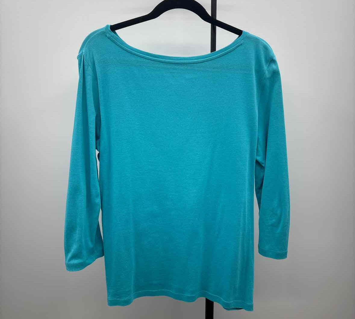 Talbots Women's Size L Turquoise Solid Long Sleeve Shirt