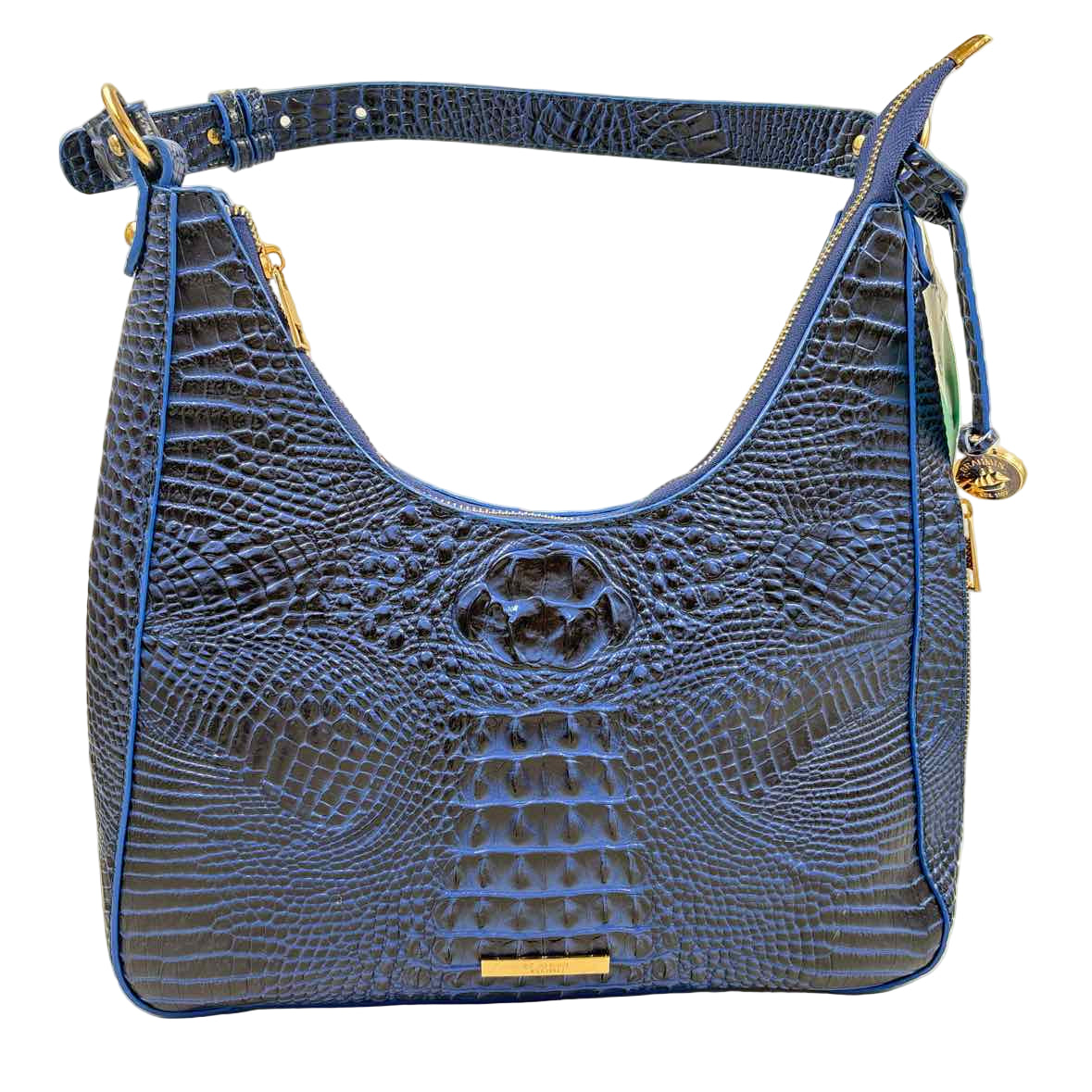 BRAHMIN Royal Blue & Black Croc-Embossed Leather OMBRE MELBOURNE TABITHA Shoulder Bag Purse
