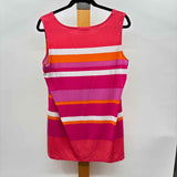 Susan Graver Women's Size L Magenta Stripe Sleeveless Shirt