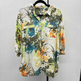 Chico's Women's Size XL White Floral Long Sleeve Shirt