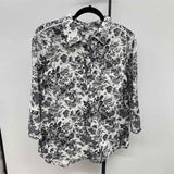 Isaac Mizrahi Women's Size L Black Floral Long Sleeve Shirt