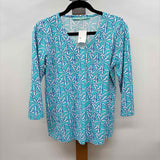 Anthony's Resort Wear Women's Size S Aqua Palm Trees Long Sleeve Shirt