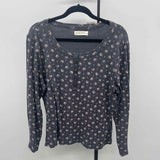 Lucky Brand Women's Size XXL Gray Floral Long Sleeve Shirt
