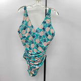 Talbots Women's Size 16 Aqua Pineapple Swimsuit - 1 Piece