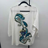 Chico's Women's Size XL White Paisley Long Sleeve Shirt