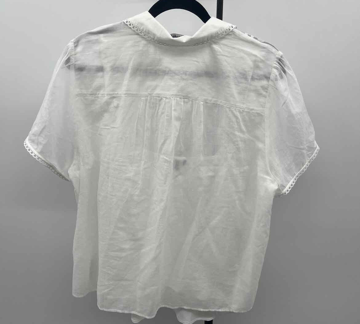 J Crew Women's Size 1X White Solid Short Sleeve Shirt