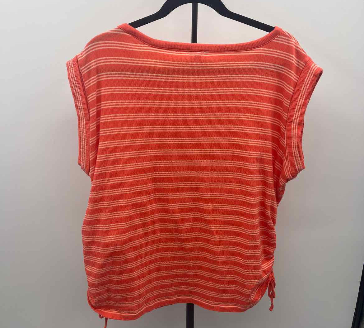 Talbots Women's Size 1X Orange Stripe Short Sleeve Shirt