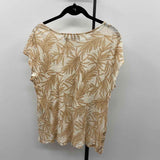 Nicole Miller Women's Size M Tan Leaf Short Sleeve Shirt