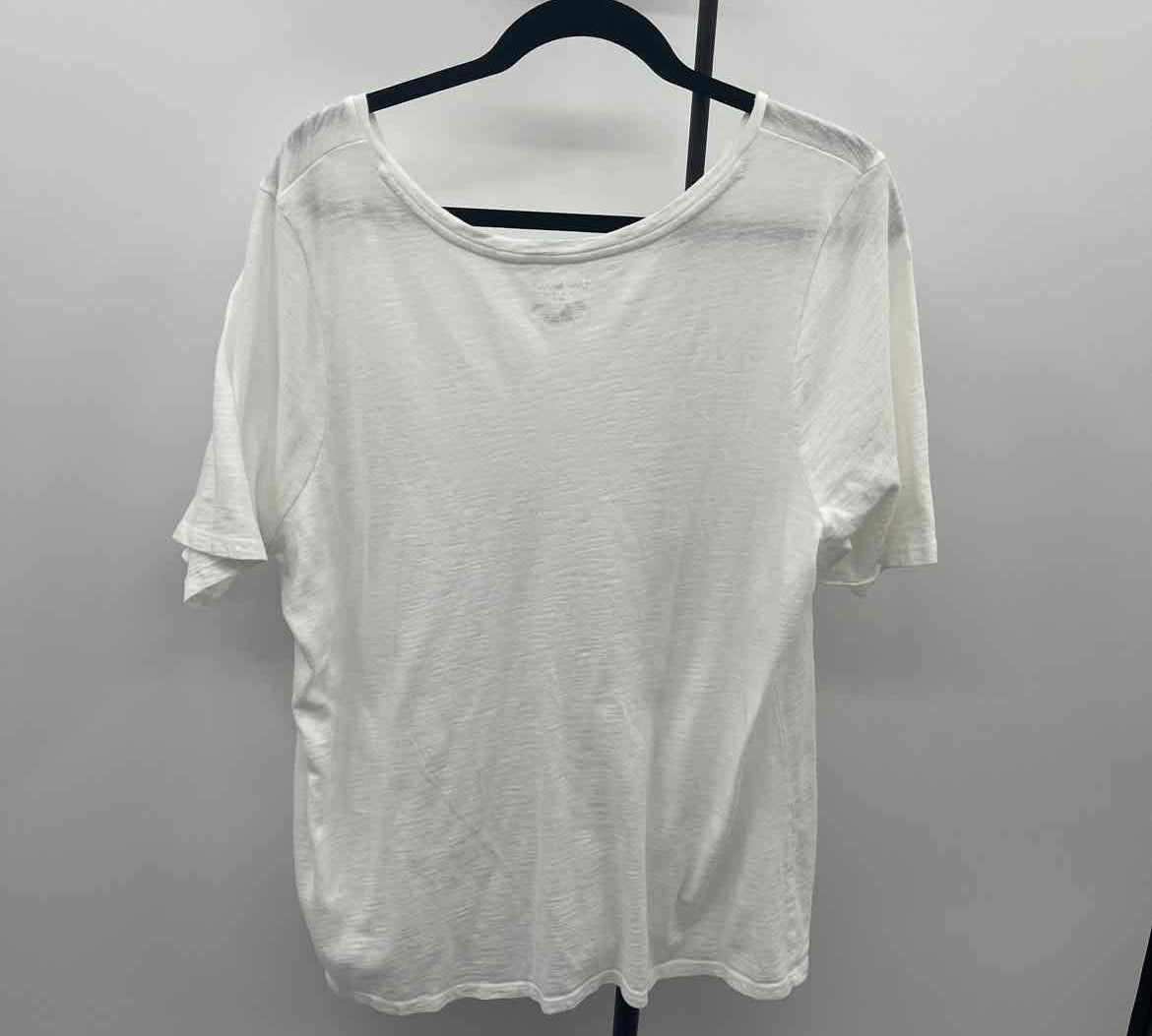 Lane Bryant Women's Size 2X White Solid Short Sleeve Shirt