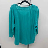 Chico's Women's Size 2X Aqua Solid Long Sleeve Shirt