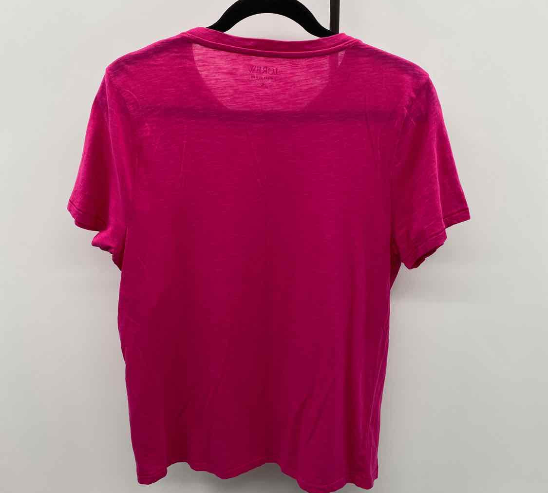 J Crew Women's Size L Fuschia Solid Short Sleeve Shirt