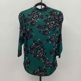 Adrienne Vittadini Women's Size S Green Floral Long Sleeve Shirt