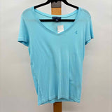 Ralph Lauren Women's Size L Turquoise Solid Short Sleeve Shirt