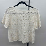 Loft Women's Size XS White Crochet Short Sleeve Shirt