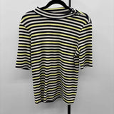 Talbots Women's Size M Cream Stripe Short Sleeve Shirt