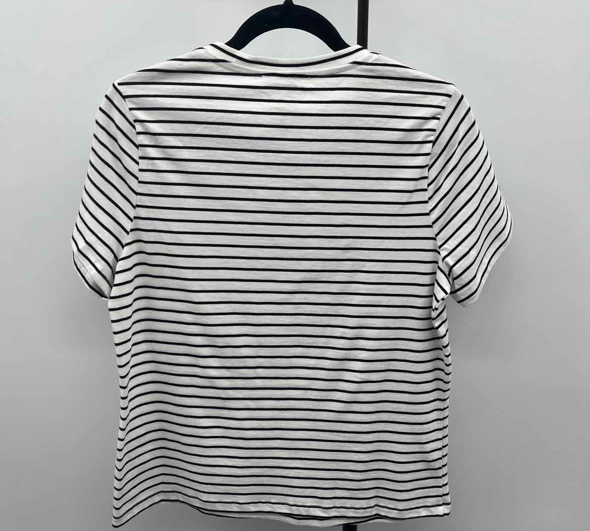 Cynthia Rowley Women's Size M White Stripe Short Sleeve Shirt