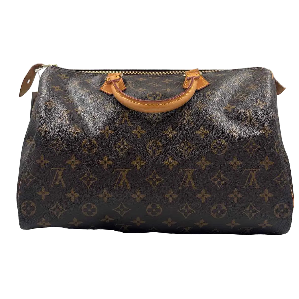 LOUIS VUITTON 2012 Brown Monogram SPEEDY 35 Tote Bag Purse w/Lock