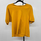 J Crew Women's Size S Mustard Yellow Solid Short Sleeve Shirt