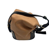 MARINO ORLANDI Tan & Black Leather Large Convertible Sling Bag/Backpack Purse