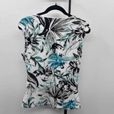 White House Black Market Women's Size S White Floral Short Sleeve Shirt
