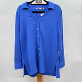 Soft Surroundings Women's Size S Royal Blue Textured Long Sleeve Shirt