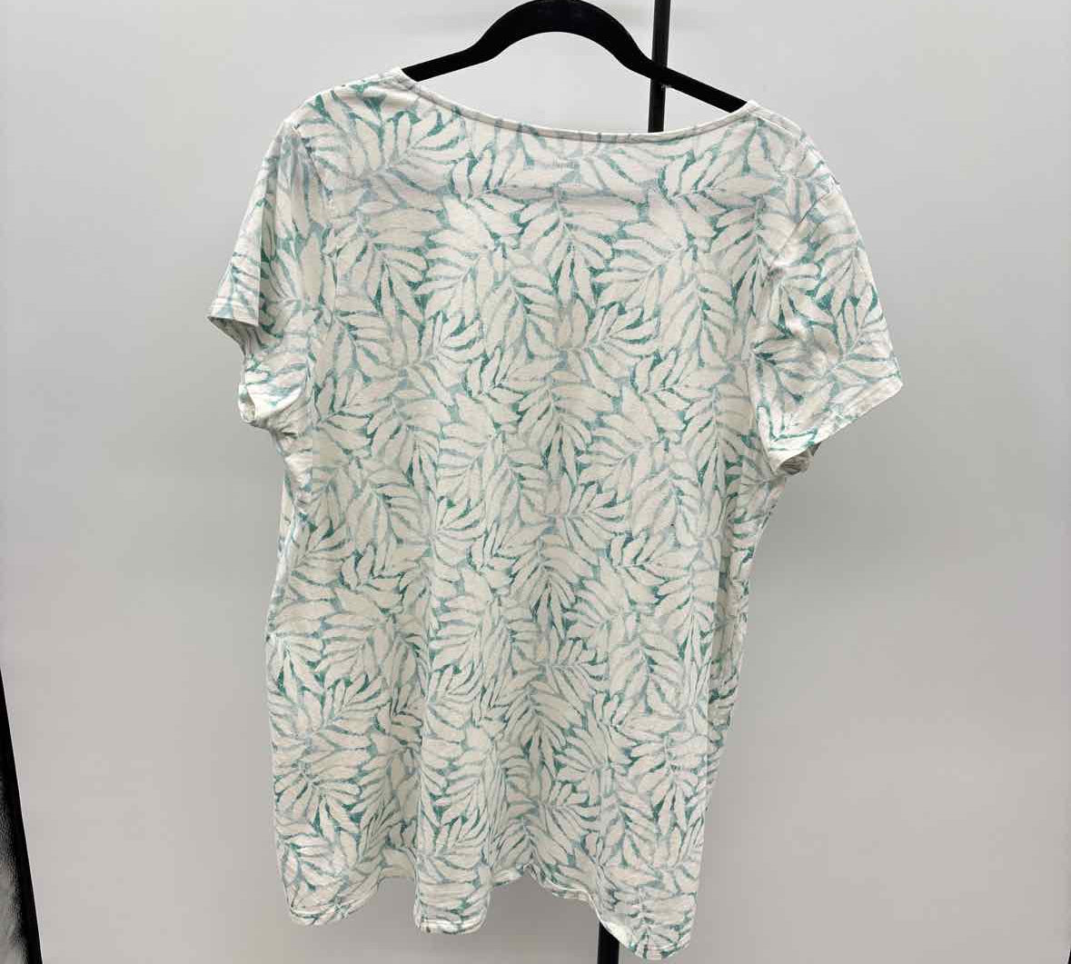 Pure Jill Women's Size L Green Leaf Short Sleeve Shirt